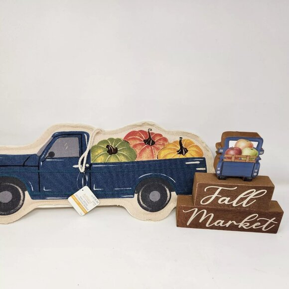 Ashland Other - Ashland Fall Market blue truck pumpkin fall harvest decor pieces wooden canvas